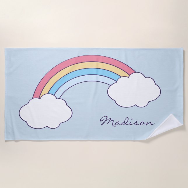 Individuelle Name Rainbow Sky Strandtuch (Vorderseite)