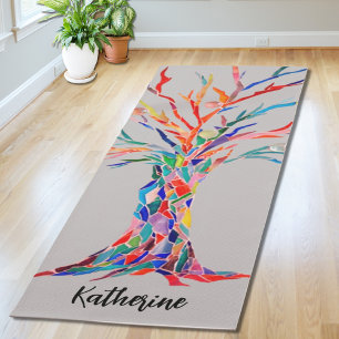 Individuelle Name Rainbow Tree Gray Yogamatte