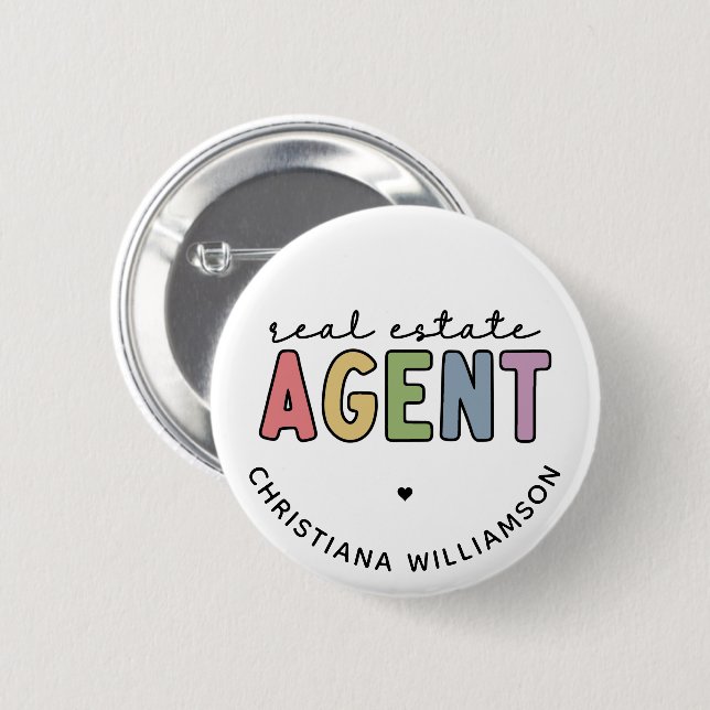 Individuelle Name Real Anwesen Agent | Geschenke v Button (Vorne & Hinten)