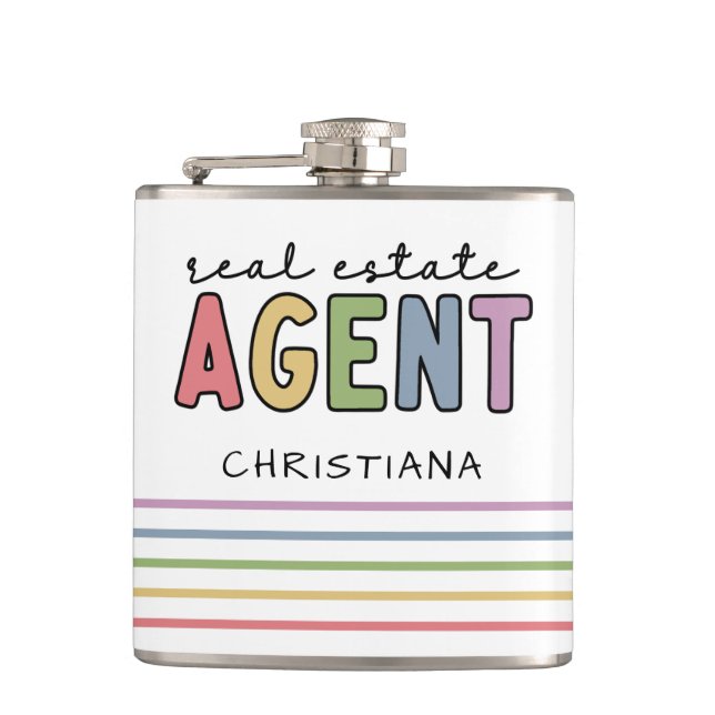 Individuelle Name Real Anwesen Agent | Geschenke v Flachmann (Vorderseite)
