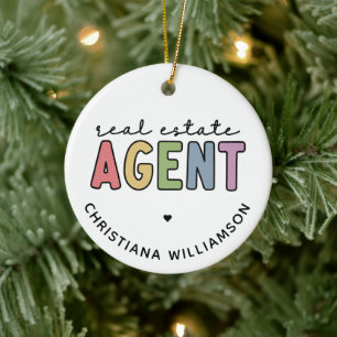 Individuelle Name Real Anwesen Agent Geschenke v Keramik Ornament