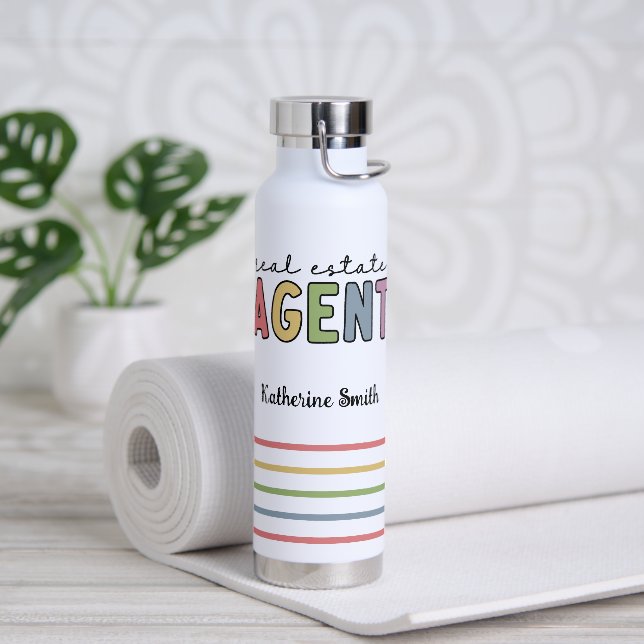 Individuelle Name Real Anwesen Agent | Geschenke v Trinkflasche (Yoga)