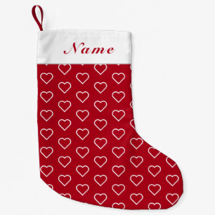 Individuelle Name Red Christmas Strumpf mit Herz Kleiner Weihnachtsstrumpf