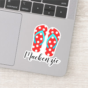 Individuelle Name Red Flip Flops Summer Beach Aufkleber