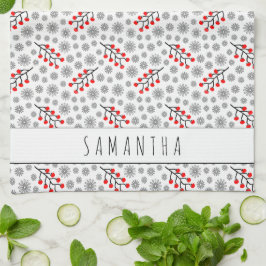 Individuelle Name Red Grau Skandinavien Blumenmust Handtuch