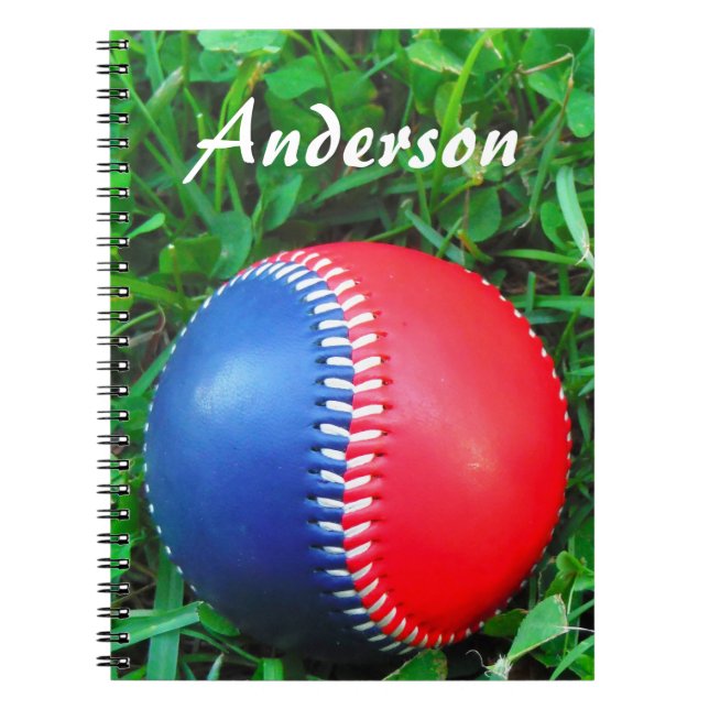 individuelle Name Red White & Blue Baseball Notizblock (Vorderseite)