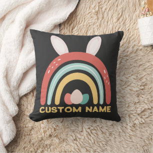 Individuelle Name Regenbogen Ei Bunny Ohr Niedlich Kissen