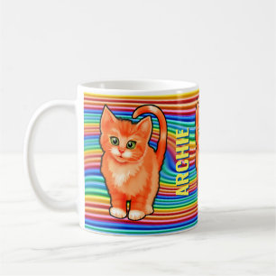 Individuelle Name Regenbogen und Kätzchen Tasse. T Kaffeetasse