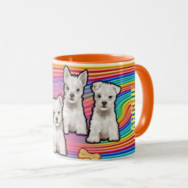 Individuelle Name Regenbogen und Welpen Tasse. Tas Tasse