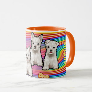 Individuelle Name Regenbogen und Welpen Tasse. Tas Tasse