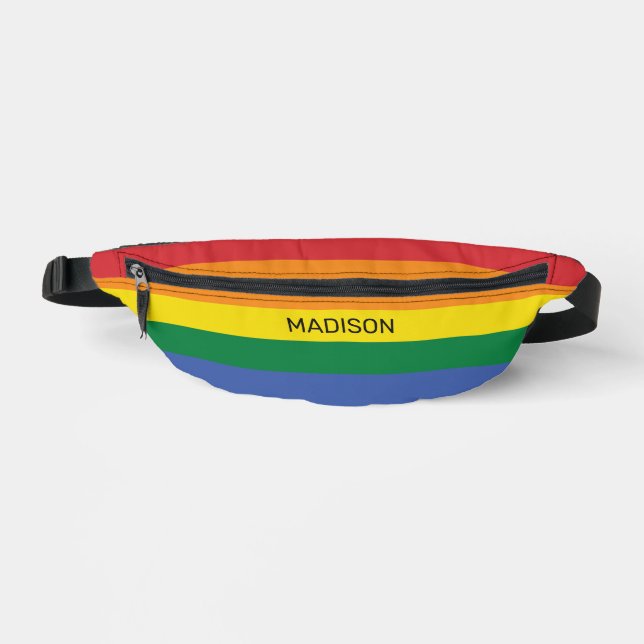 Individuelle Name-Regenbogenflagge Bauchtasche (Vorderseite)