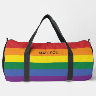 Individuelle Name-Regenbogenflagge Duffle Bag