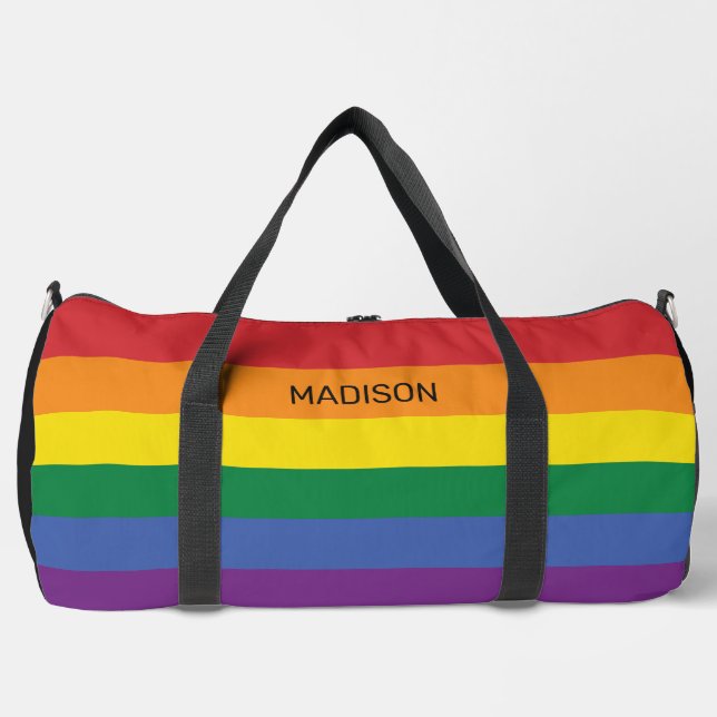 Individuelle Name-Regenbogenflagge Duffle Bag (Vorderseite)