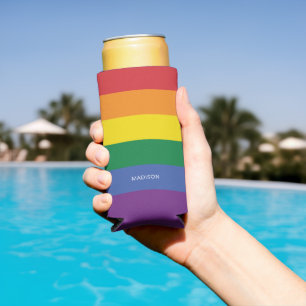 Individuelle Name-Regenbogenflagge Selters Dosenkühler