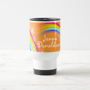 Individuelle Name Regenbogenorange / Club-Tasse Reisebecher