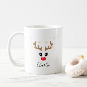 Individuelle Name Reindeer Weihnachtsfeier Tasse
