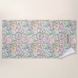 Individuelle Name Reisen Briefmarke Muster Badetuc Strandtuch