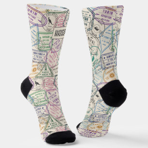 Individuelle Name Reisen Briefmarke Muster Socken