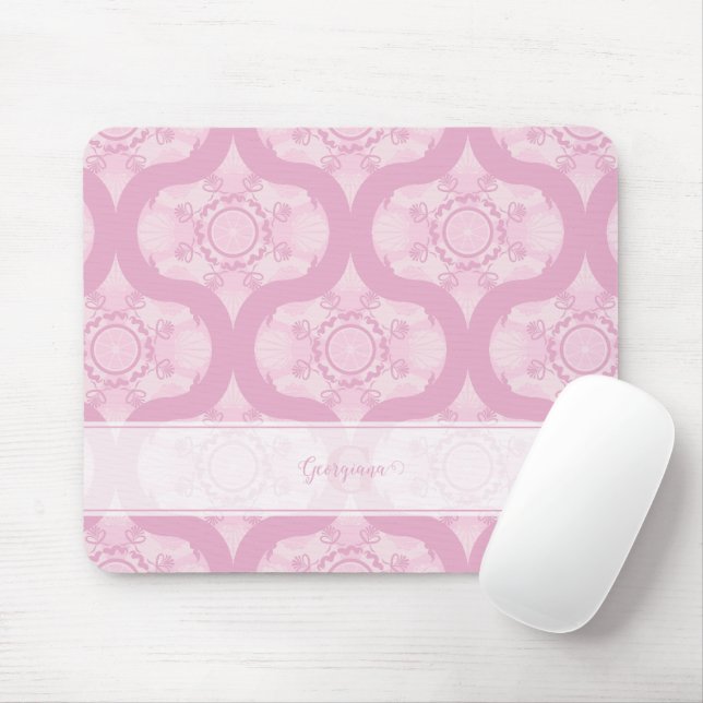 Individuelle Name Retro 1970er Preppy in Pink Mand Mousepad (Mit Mouse)