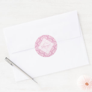 Individuelle Name Retro 1970er Preppy in Pink Mand Runder Aufkleber