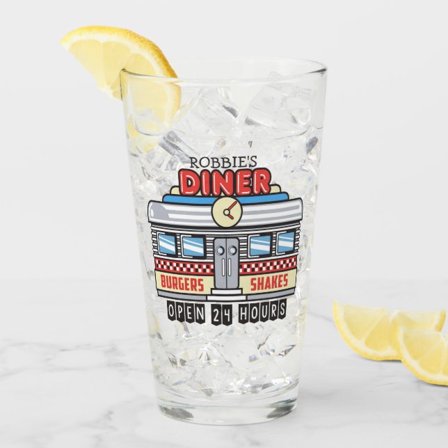 Individuelle Name Retro 50er Diner Sign Fifties At Glas (Vorderseite Ice)