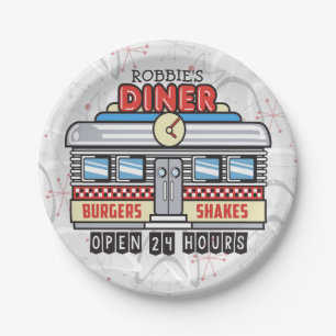 Individuelle Name Retro 50er Diner Sign Fifties At Pappteller