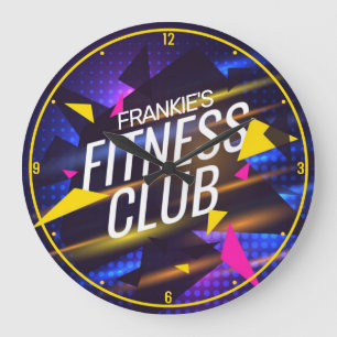 Individuelle Name Retro 80's Gym Trainer Fitness C Große Wanduhr