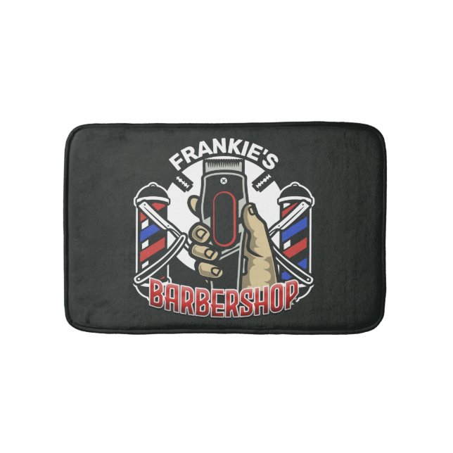 Individuelle Name Retro Barber Shop Pole Barbersho Badematte (Vorderseite)