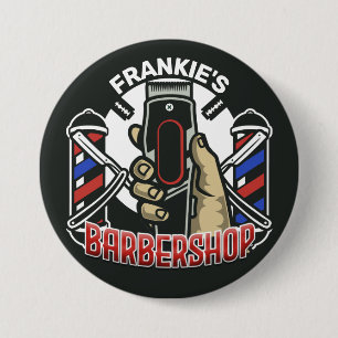 Individuelle Name Retro Barber Shop Pole Barbersho Button