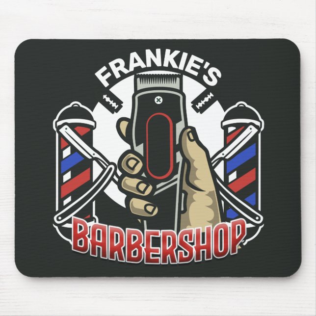 Individuelle Name Retro Barber Shop Pole Barbersho Mousepad (Vorne)