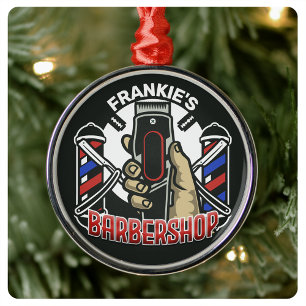 Individuelle Name Retro Barber Shop Pole Barbersho Ornament Aus Metall