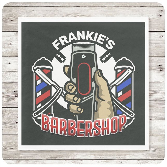 Individuelle Name Retro Barber Shop Pole Barbersho Serviette (Von Creator hochgeladen)