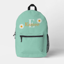 individuelle Name Retro blauer Rucksack mit daisy