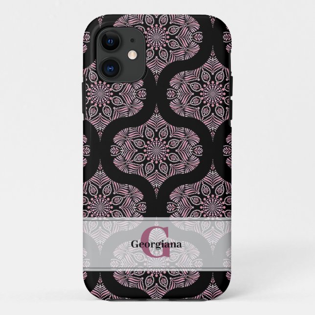 Individuelle Name Retro Dusky Rose Blumenfronten M Case-Mate iPhone Hülle (Rückseite)
