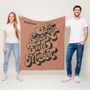 Individuelle Name Retro "Free Spirit" Fleecedecke