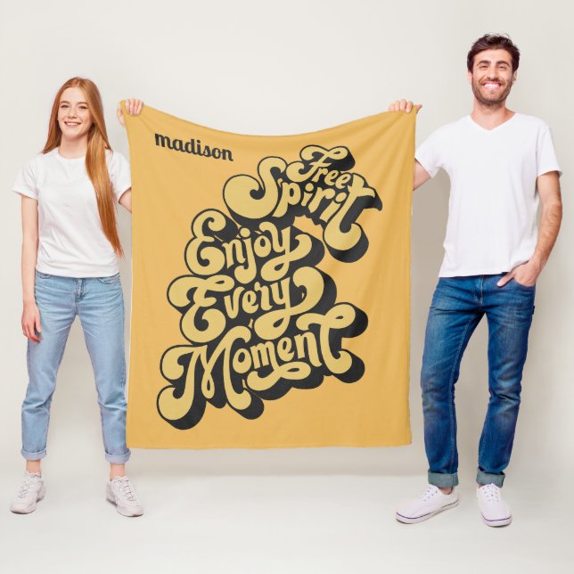 Individuelle Name Retro "Free Spirit" Fleecedecke (Beispiel)