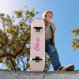 Individuelle Name Retro Fun Personalisiert rosa Skateboard