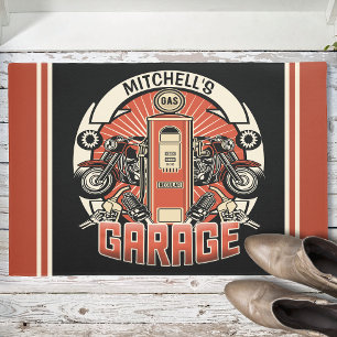 Individuelle Name Retro Gaspumpe Motorradfahrer Ga Fußmatte