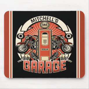 Individuelle Name Retro Gaspumpe Motorradfahrer Ga Mousepad