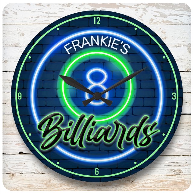 Individuelle Name Retro Imitate Neuner 8 Ball Bill Große Wanduhr (Von Creator hochgeladen)