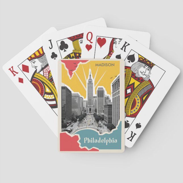 Individuelle Name Retro Philadelphia Spielkarten (Rückseite)