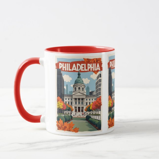 Individuelle Name Retro Philadelphia Tasse (Links)