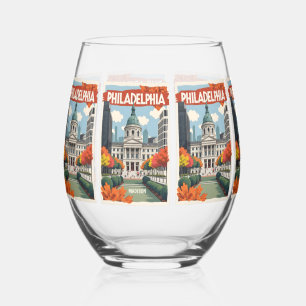 Individuelle Name Retro Philadelphia Weinglas Ohne Stiel