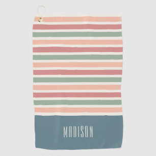 Individuelle Name-Retro-Streifenmuster Golfhandtuch