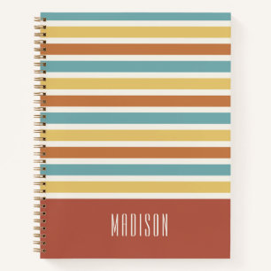 Individuelle Name-Retro-Streifenmuster Notizbuch