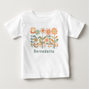 Individuelle Name Retro Vintage Wildblume Blumenst Baby T-shirt
