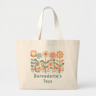 Individuelle Name Retro Vintage Wildblume Blumenst Jumbo Stoffbeutel
