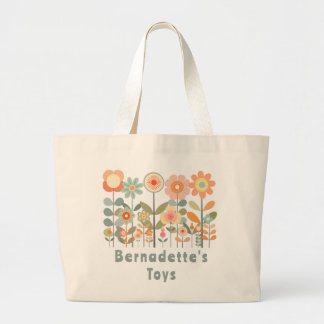Individuelle Name Retro Vintage Wildblume Blumenst Jumbo Stoffbeutel