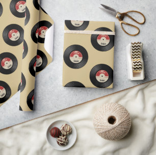 Individuelle Name Retro Vinyl Record Wrapping Pape Geschenkpapier