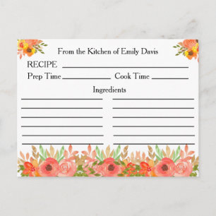 Individuelle Name Rezeptionskarten mit Blume und G Postkarte